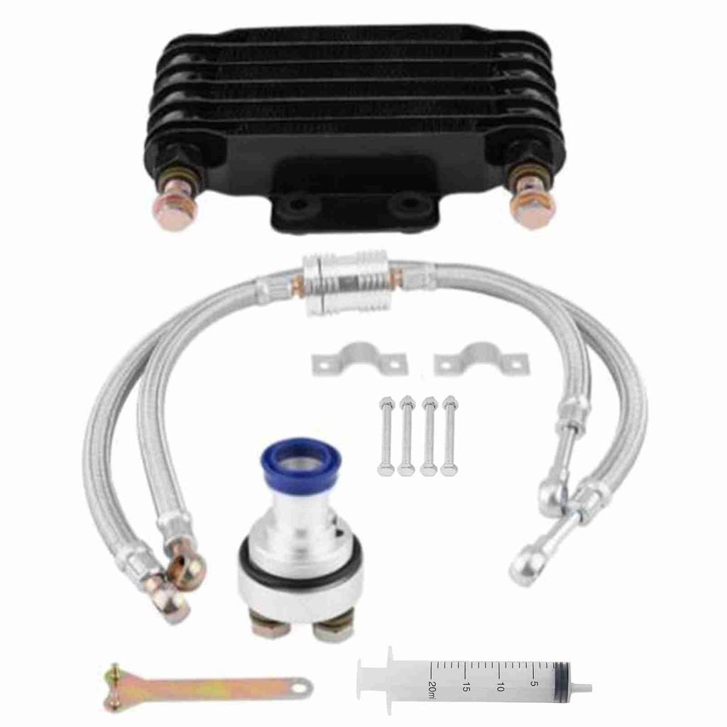 Engine Oil Cooler Oil Cooling Radiator System Kit for CB CG 100CC?250CC 85ml Black