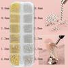 12-Grids Nail Beads 3D Gold Silver Color Beads Metal Nail Charms Mixed-Sizes Gold Silver Steel Balls Nail Art Design Decoration Manicure Diy Supplies