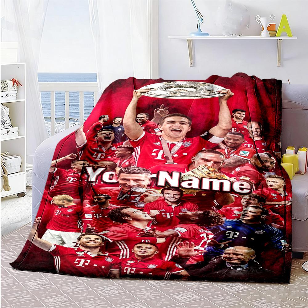 Bayern Munich Personalized Text Blanket Multi-purpose Personalized Blanket Comfortable for Home Decor Couch Picnics Office for All Occasions