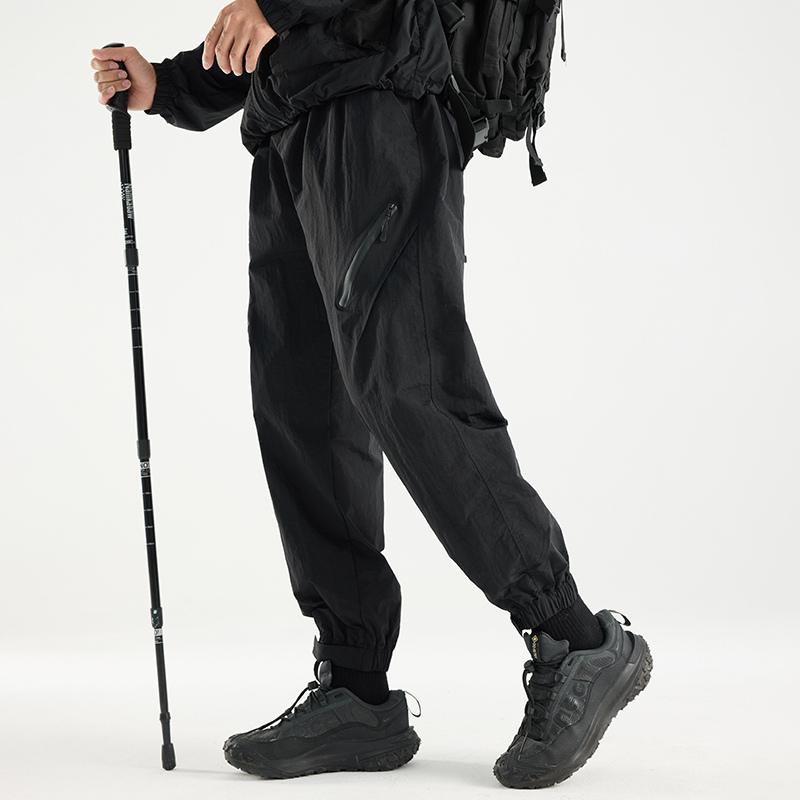 

Рабочие брюки Мужские Повседневные Уличные Прямого кроя Спортивные На завязках Быстросохнущие Ледяной шелк Парный стиль S чёрный