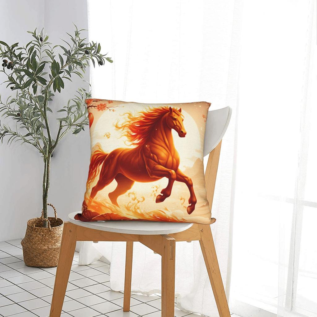 Year Of The Horse Pillowcases Kawaii Pillow Case For Office Car Home Decor Graphic Pillow Cover