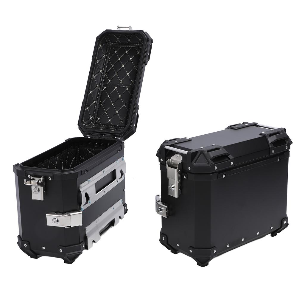 2PCS Motorcycle Side Box 35L Large Capacity Aluminum Alloy Hard Saddlebag with   Lock and Handle Replacement for  