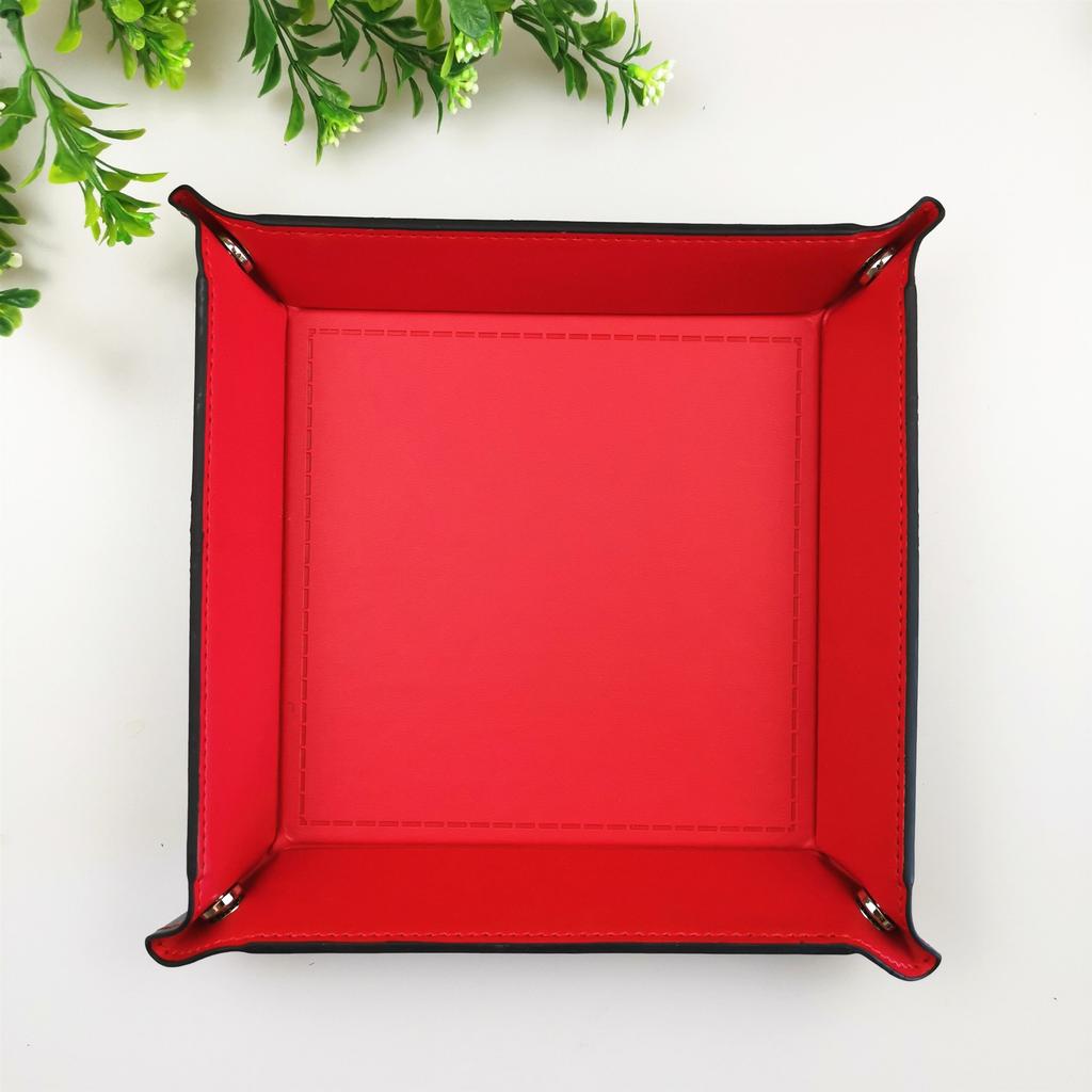 Scatola porta chiavi in pelle PU Pieghevole a quattro angoli Vassoio per dadi da gioco Scatola per riporre e organizzare oggetti vari Forniture per ufficio