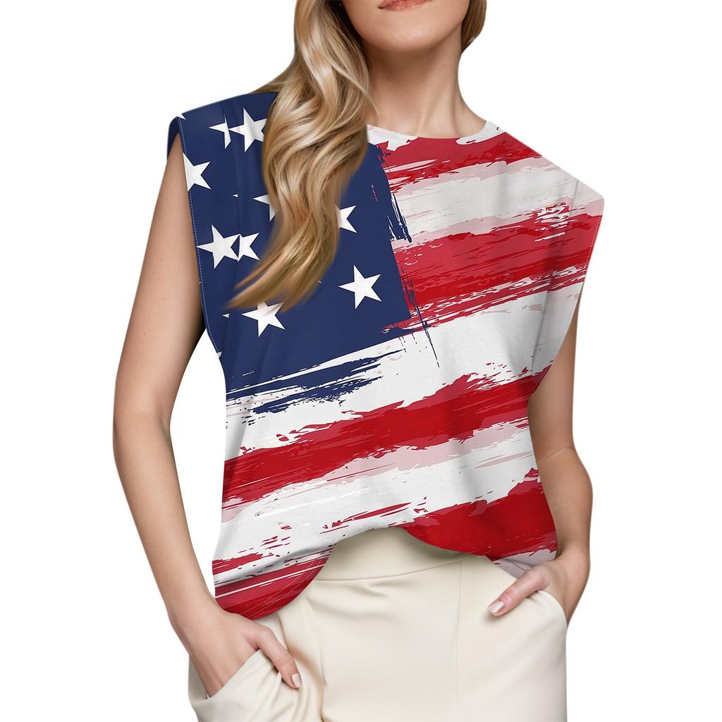 Women's Cap Sleeve Top Summer Printed Tank Top Basic T-Shirt Casual Loose