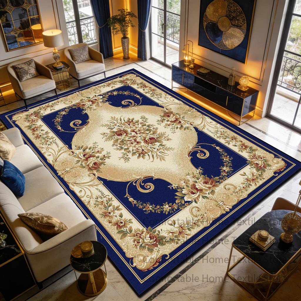 Blue Beige European Fluffy CARPET FOR LIVE ROOM Home Decoration Luxury Antiskid Soft Rug Big Size Washable Short Velvet Foot Mat