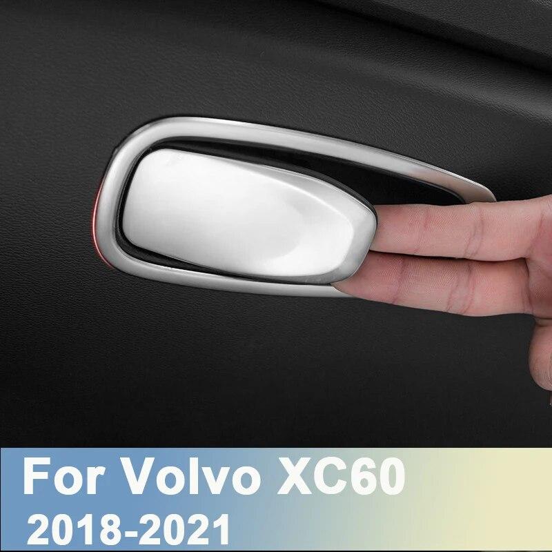 Pentru Volvo XC60 2018 - Cutie de depozitare copilot mașină din oțel inoxidabil Cutie pentru mănuși Capac pentru mâner Autocolante ornamentale Accesorii interioare