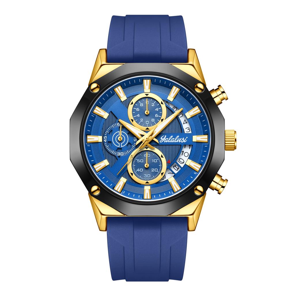 Multifunctional Quartz Men'S Watch Chronograph Silicone Strap Watch 913