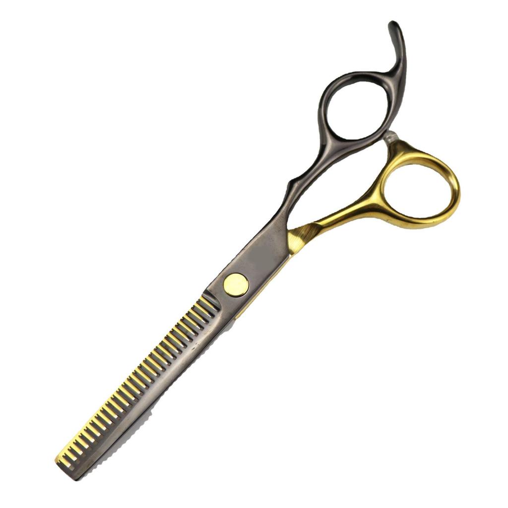 6.0 Inch Black Gold Hairdressing & Barber Scissors: Straight Shears and Thinning Shears