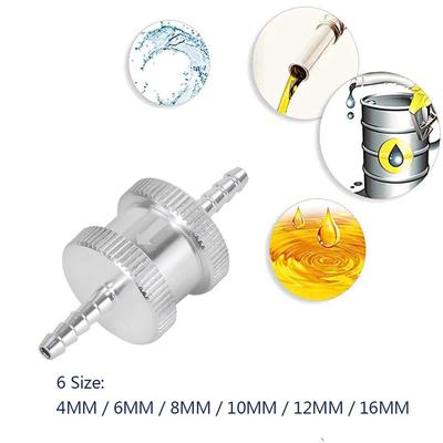 6 tamanhos 4mm / 6mm / 8mm / 10mm / 12mm / 16mm válvula de retenção de combustível unidirecional sem retorno liga de alumínio gasolina diesel
