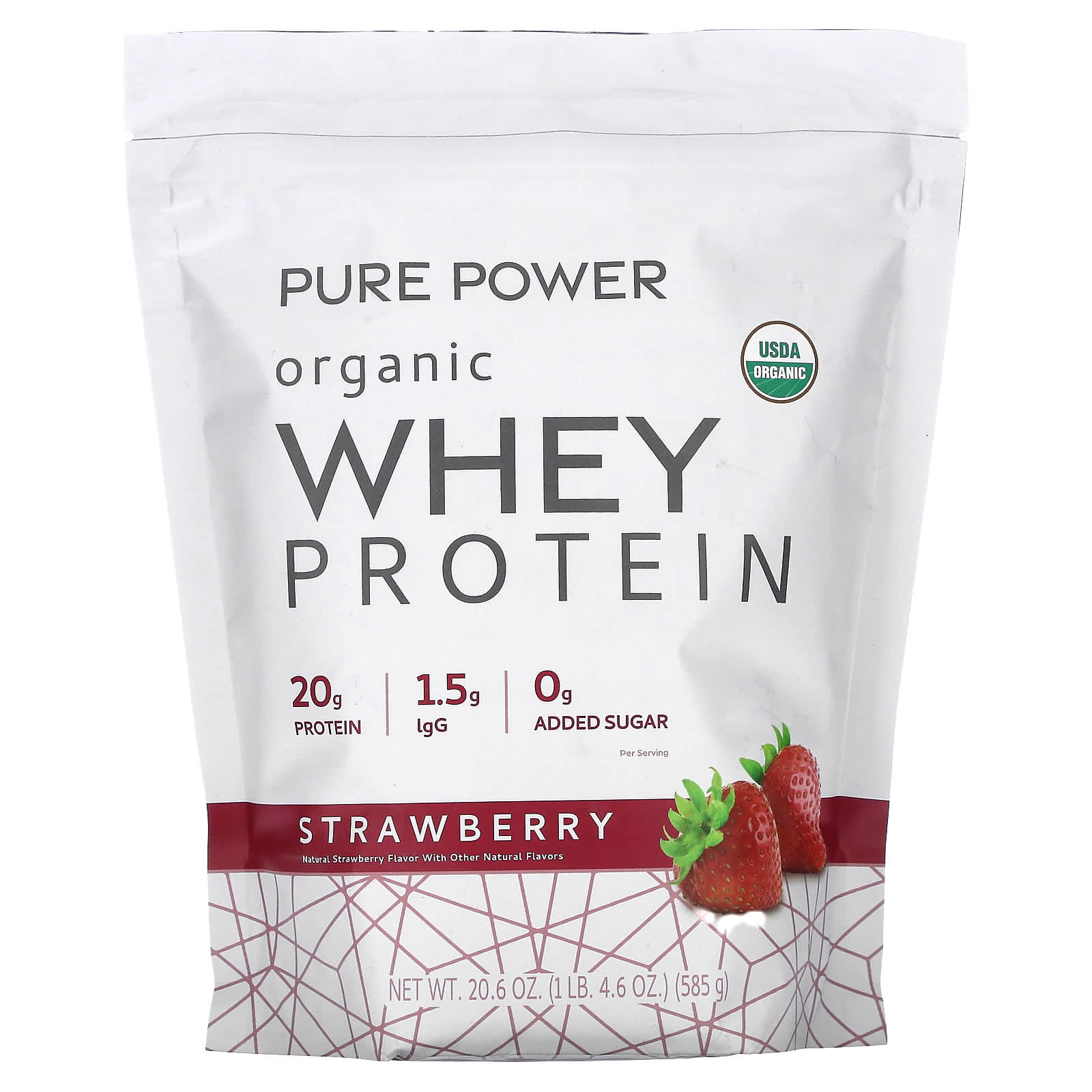 

Dr. Mercola, Pure Power, Organic Whey Protein, Strawberry, 1 lb 4.6 oz (585 g)
