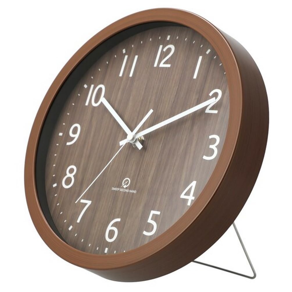 NITORI Silent Second Hand Clock SW 26cm Medium 8172747 Wall/Desk 001FR, Diameter, Brown,