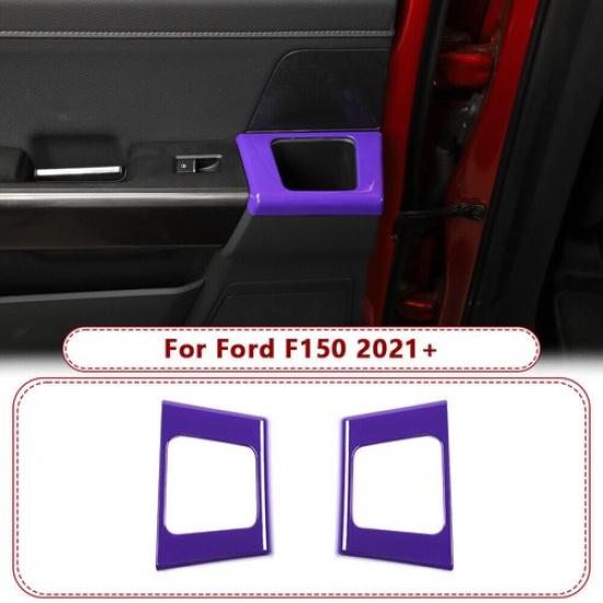 Interior Rear Door Handle Cup Holder Cover Trim Frame For Ford F150 2021+ Purple
