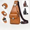 Fashion Men's Chest Bag Large Capacity PU Leather Crossbody Bag, Multi-Pocket Design Shoulder Bag,for Travel, Cycling & Hiking
