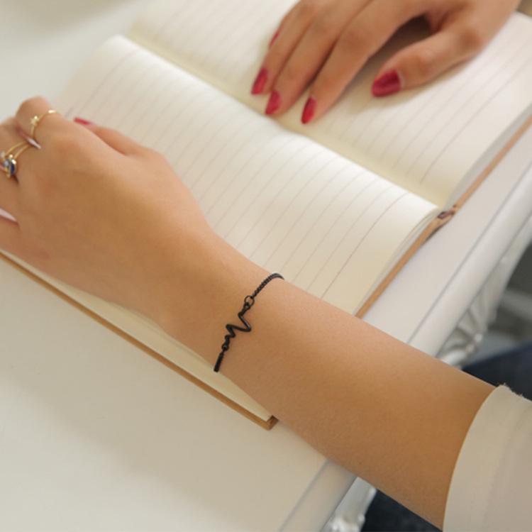 Simple Personalized Design Electrocardiogram Lightning Bracelet, Couple Heart Rate Bracelet