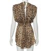 Leopard Print Silk Dress Women Sexy Deep -Neck Backless Beach Dresses Summer Sleeveless Chiffon Holiday Party Dress