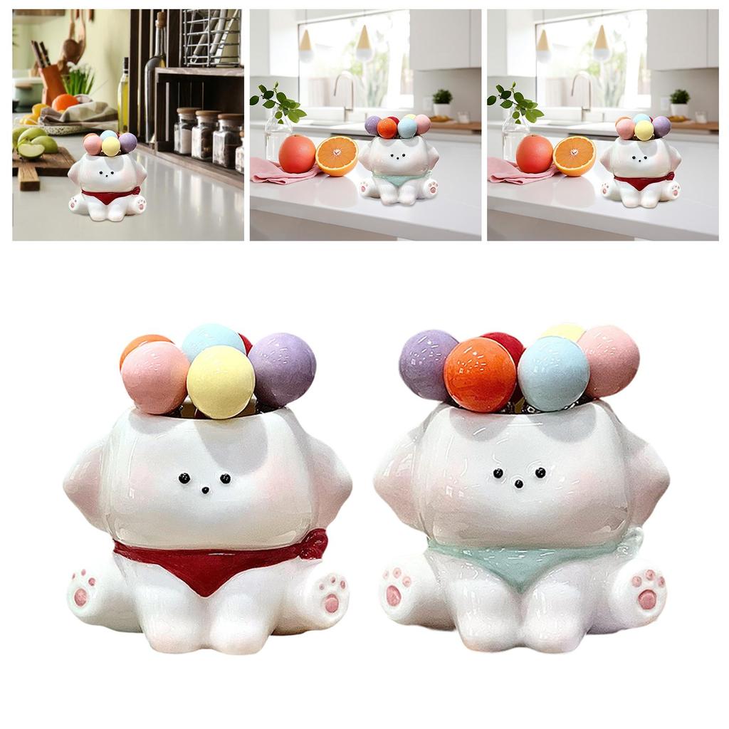 Cartoon Dog Fruit Forks Set Ceramic Dessert Fork with Storage Jar Cute Appetizer Picks for Home Party