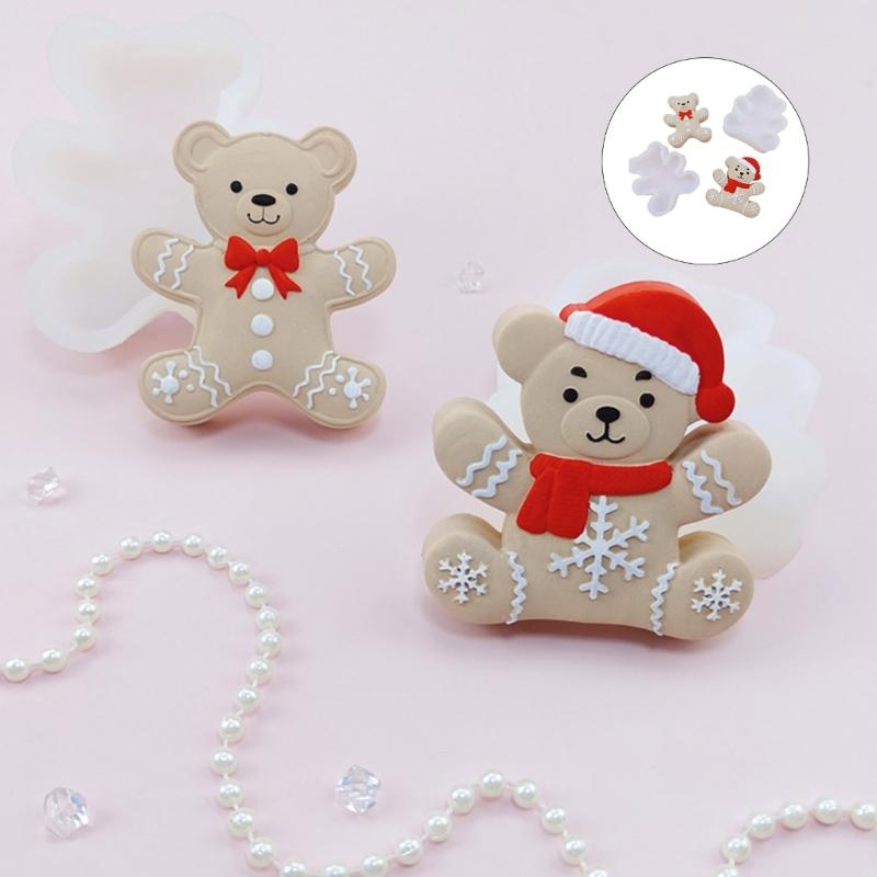 Santa Bear Shaped Silicone Mold Food Grade Materials For Baking Soap Making Candy Crafts Holiday Party Essential