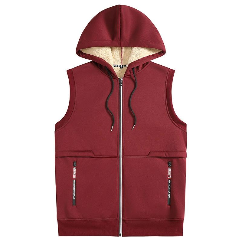 Podzim Zima Pánská Vesta s kapucí z jehněčí vlny Pánské Vysoce kvalitní vesty Značková fleecová teplá vesta Kabáty Pánská zesílená vesta Pánská
