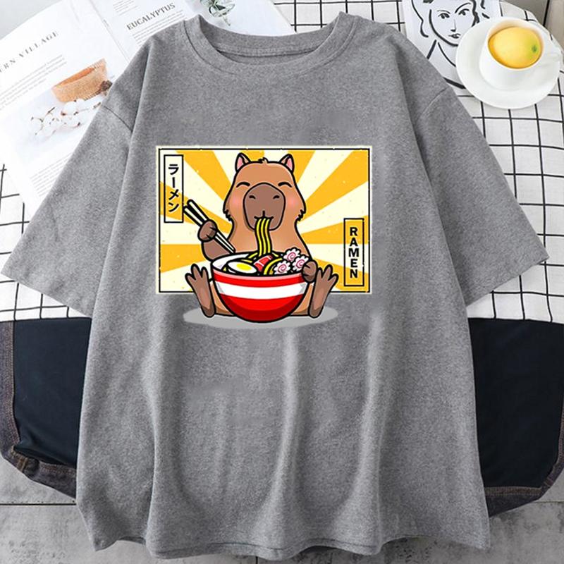 Capybara T-shirts Casual Women Men Clothes Oversized Short Sleeve Tees Summer Japanese Streetwear 90s Animal Graphic T Shirts