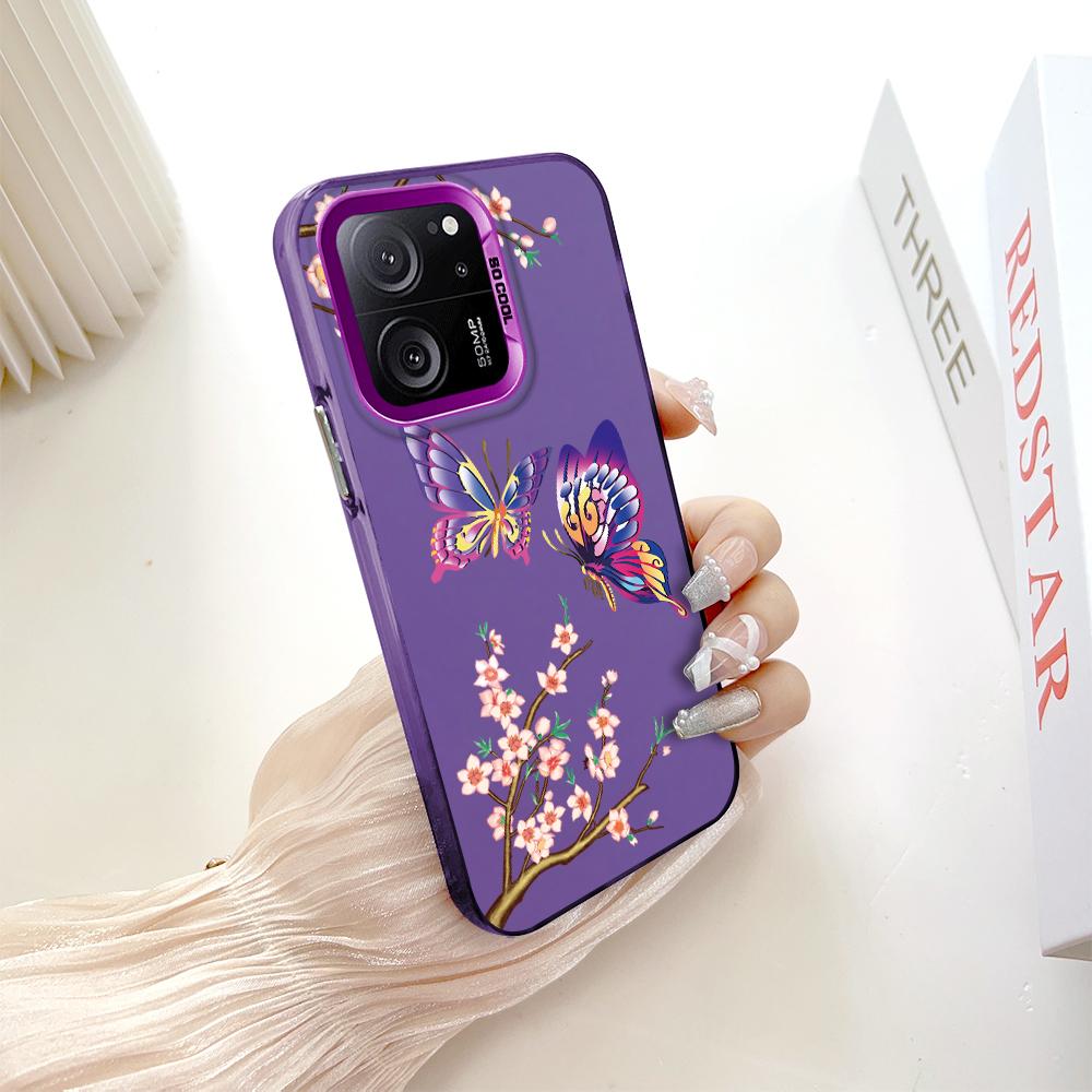 

Окрашенный узор, цветной серебристый, двухсторонний, жесткий, противоударный чехол для телефона Xiaomi Redmi Poco Xiaomi Poco F3 GT темно-фиолетового