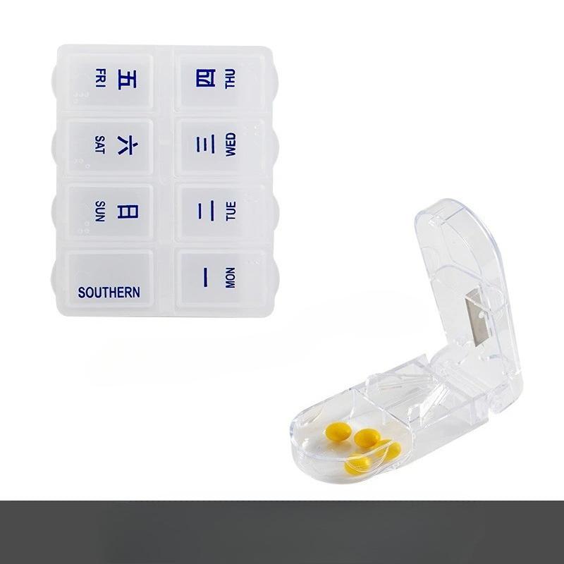 2Pcs/set Portable Sub-packing Pill Box 7 Days Tablet Small Mini Carry-on Travel Week Medicine Pill Storage Box