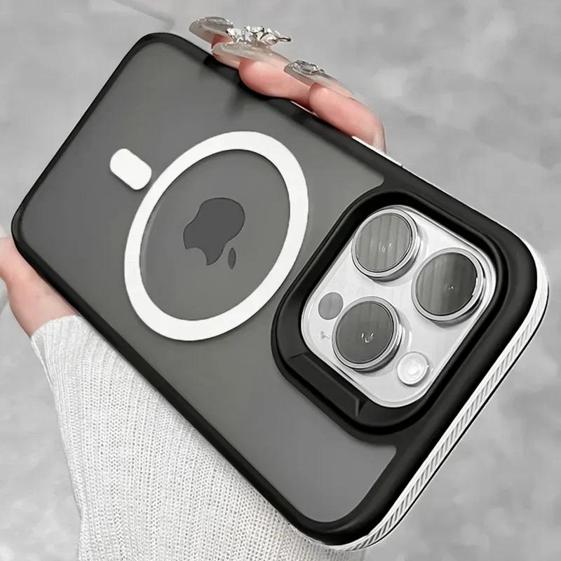 Matte Translucent Armor 16E Magnetic Phone Case For iPhone 16E 14 13 11 12 15 16 Pro Max 15 Plus Magsafe Shockproof Hard Cover