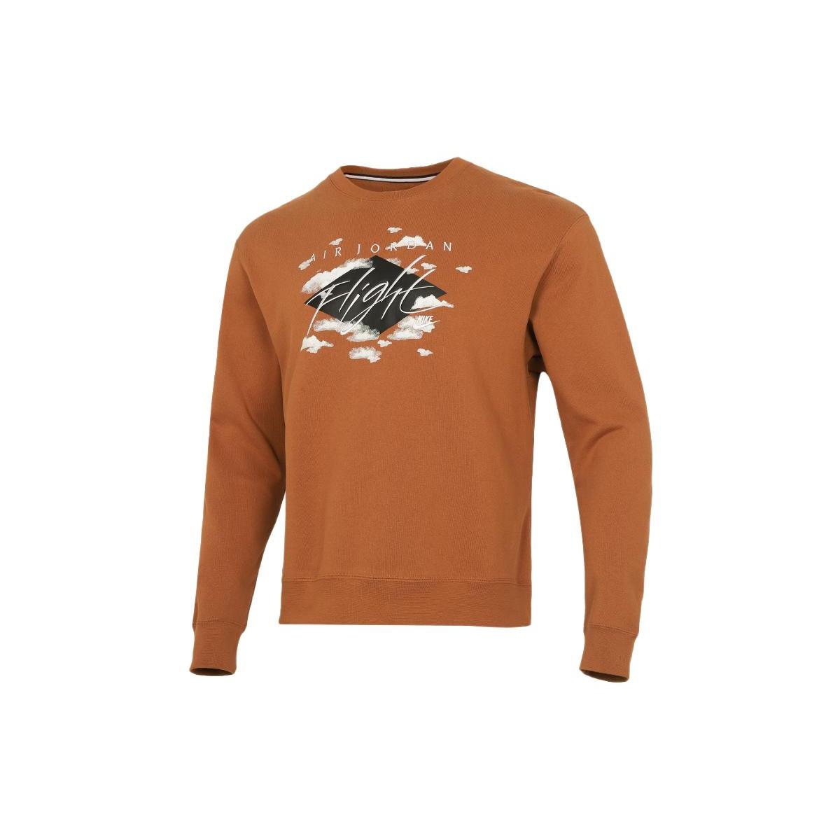Men s Air Jordan SS22 Printing Fleece Sports Round Neck Khaki DH9036-241 L