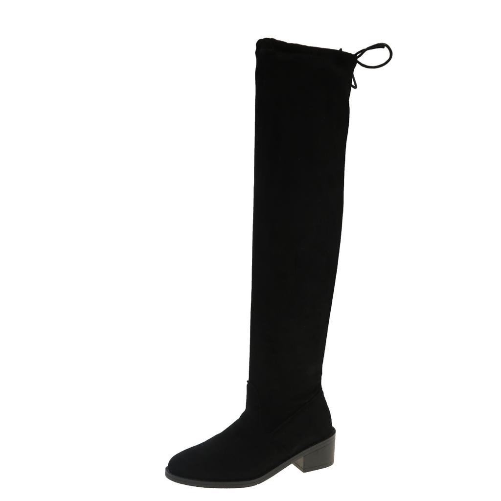 Women Pointed Toe Knee High Boots Winter Suede Chunky Chelsea Shoes Woman 2025 New Warm Snow Boots Short Plush Zapatillas Mujer