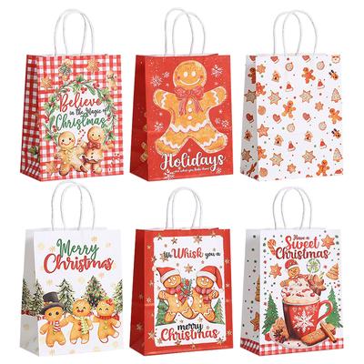 6Pcs Christmas New Creative Mixed Gingerbread Man Candy Biscuit Box Packaging Bag Christmas Party Decoration New Year Gift Bag
