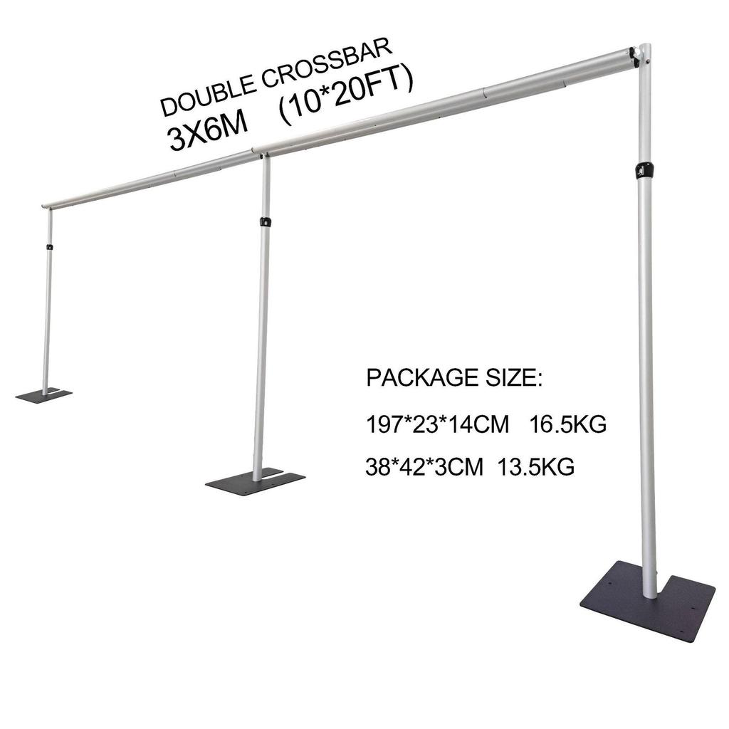 3x6m Double Layer Retractable Backdrop & Curtain Stand for Weddings – Aluminum Alloy Display Stand