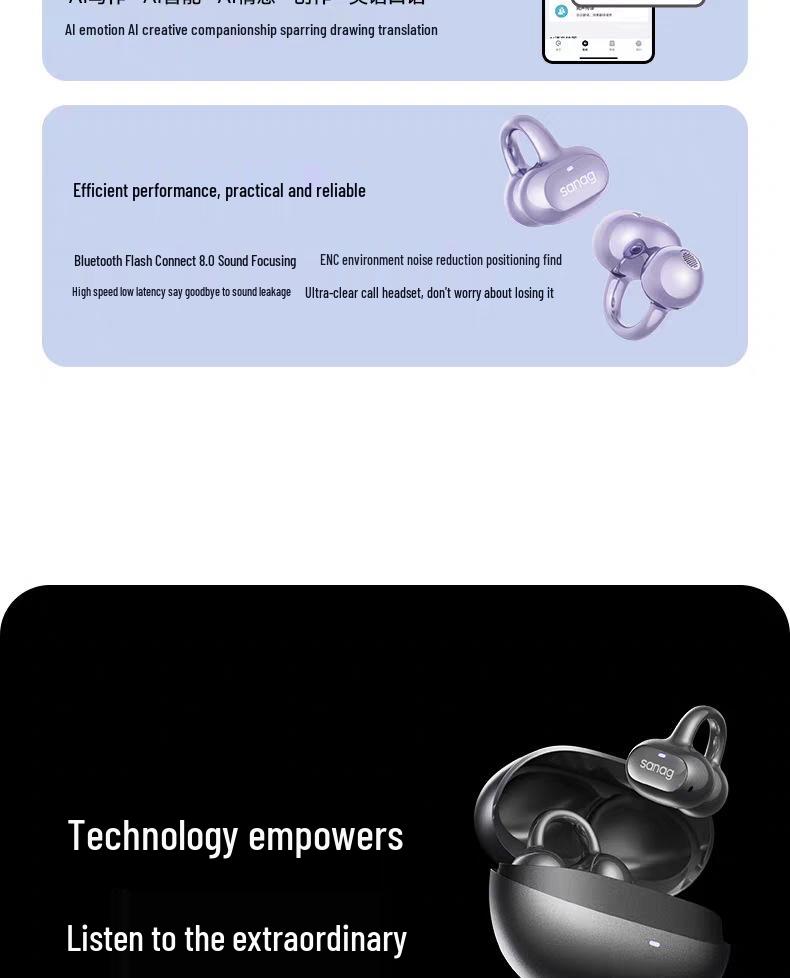 Sena S8SAI 2025 Bluetooth Ear-Clip Air Conduction Open-Ear Sports Earphones