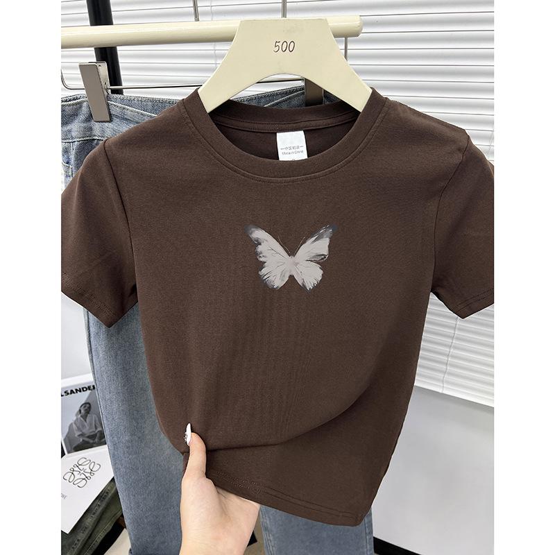 

2024 Women s Chic Slimming Butterfly Short Sleeve Summer Top Small