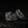 Verstellbarer Offener Ring Herren Damen Sterling Antiker Bestien-Motiv Vintage-Stil Geometrisches Statement