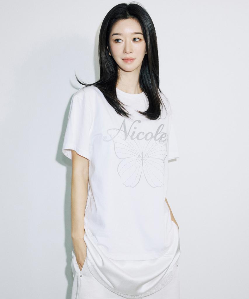 Nigaennikol Nicole Butterfly Sleeve Top_White Silver