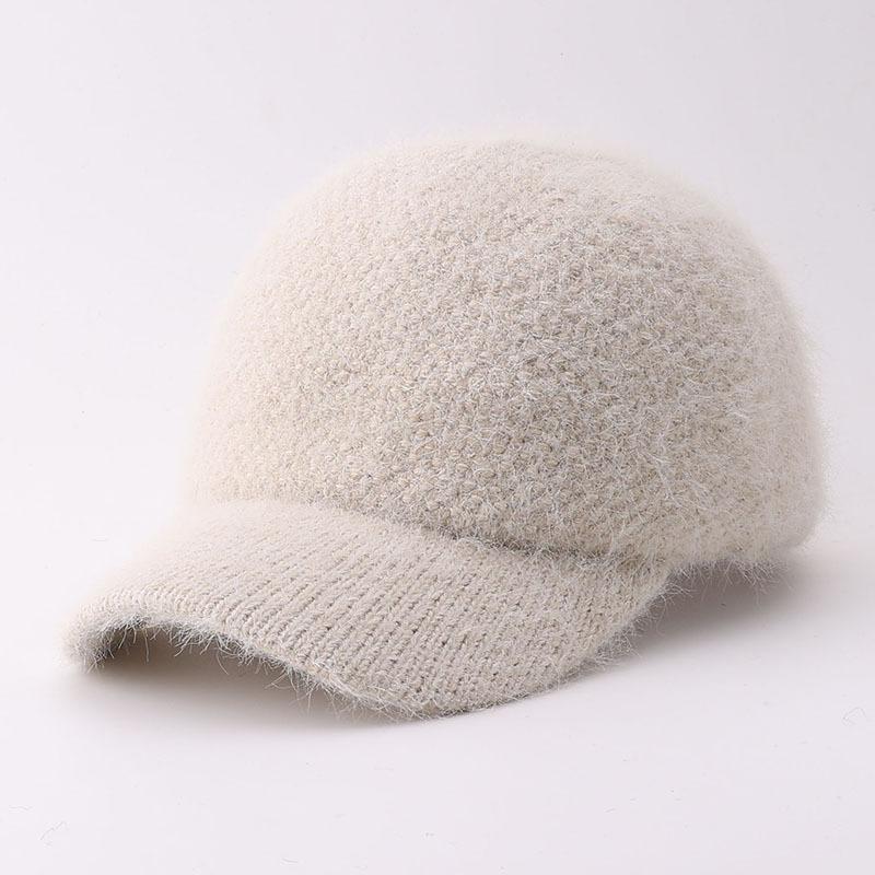 Winter New Plush Knitted Baseball Cap Simple Warm Curved Brim Cap