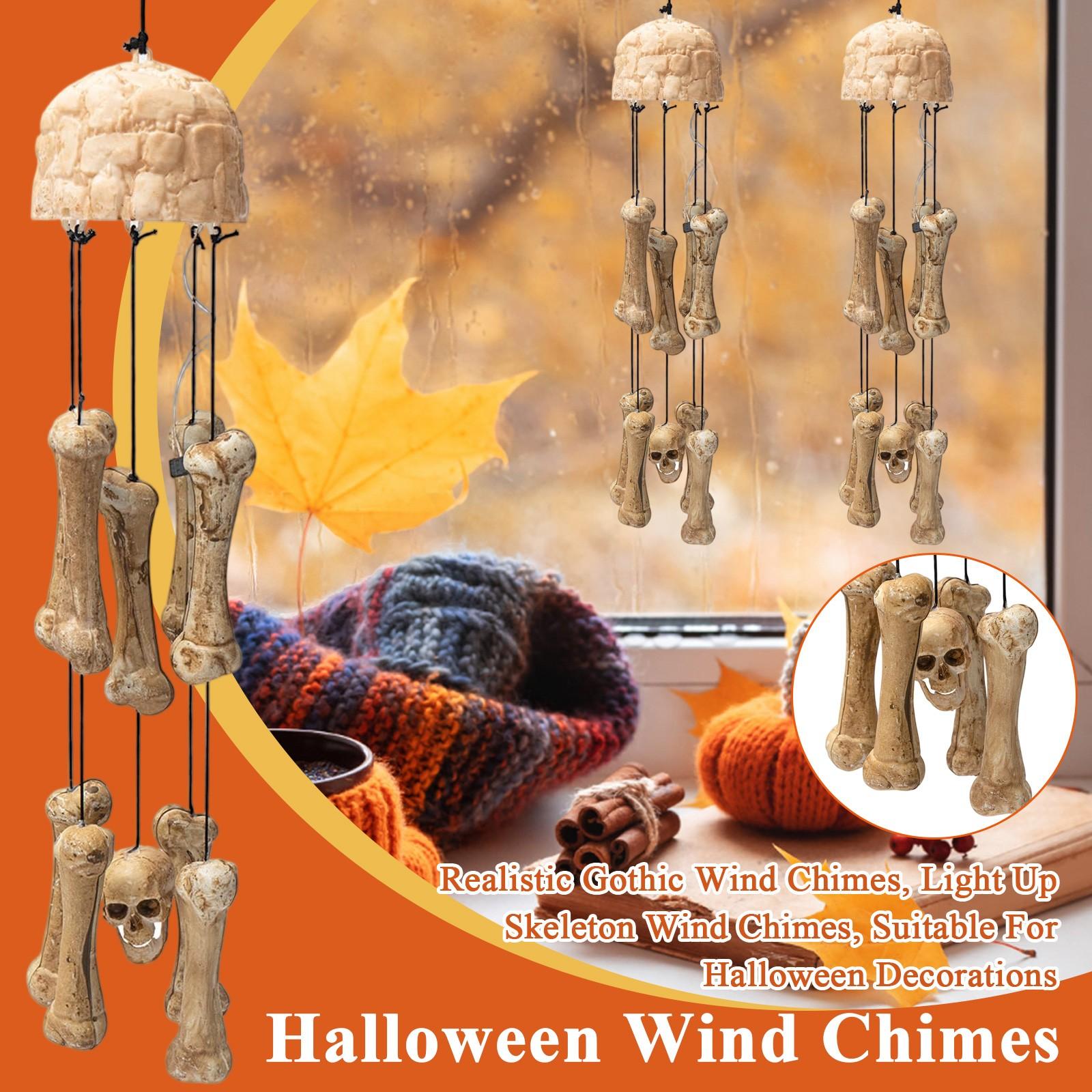 

Хэллоуин Готические Ужасы Колокольчики Ветра, Реалистичные Готические Колокольчики Ветра, Светящиеся Колокольчики Ветра Скелеты, Подходят Для Хэллоуинских Украшений One Size