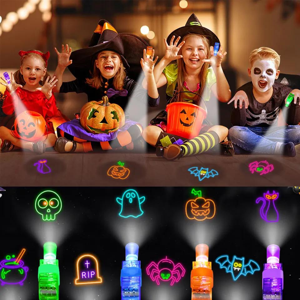 10/50pcs Halloween LED Finger Projector Lights Glow in Dark Light Up Finger Projector Lights Halloween Party Favors Goodie Bag