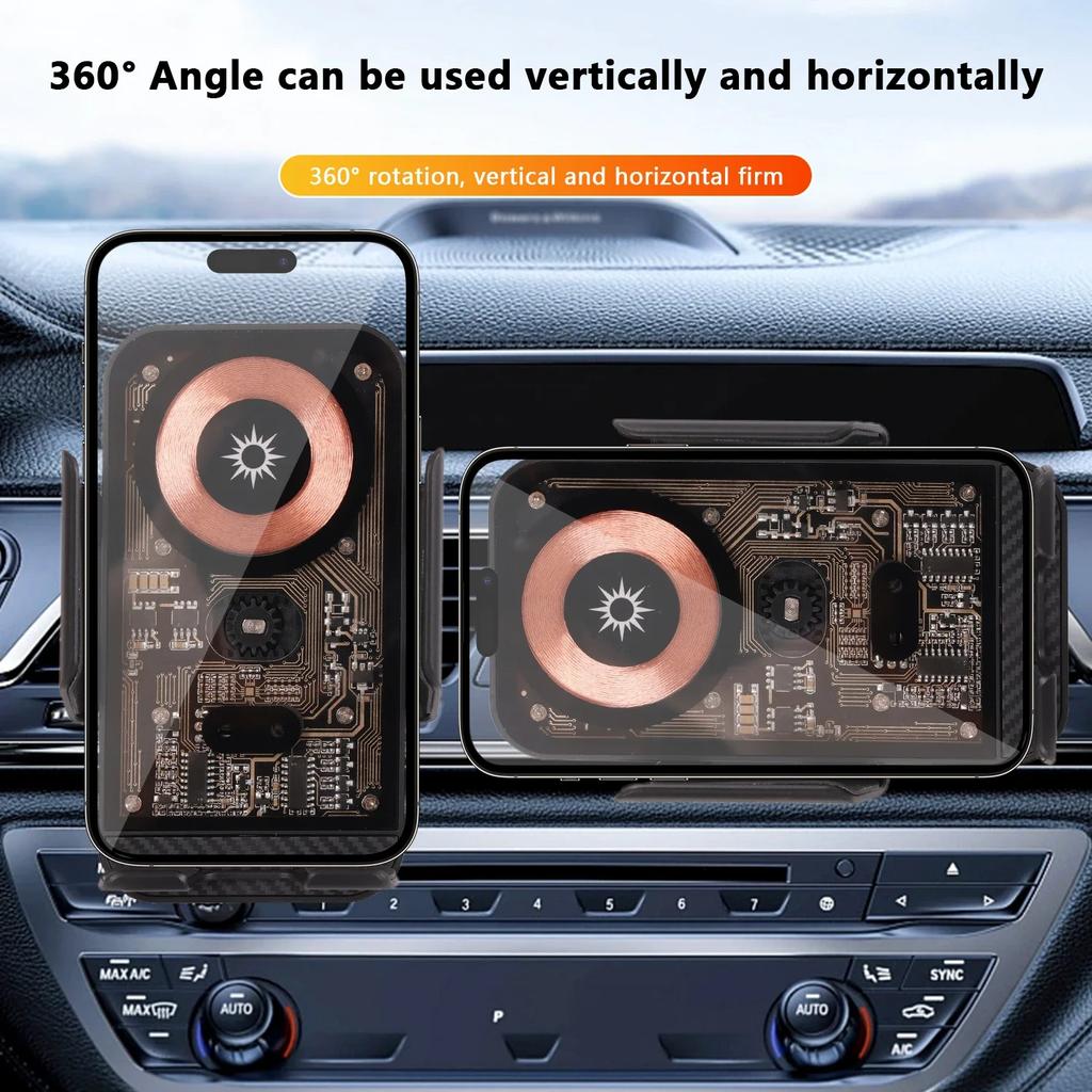 Wireless Car Charger Phone Holder Mount Fast Charging Auto Air Vent Clamping Phone Holder For iPhone 16 15 14 13 Pro Max Samsung