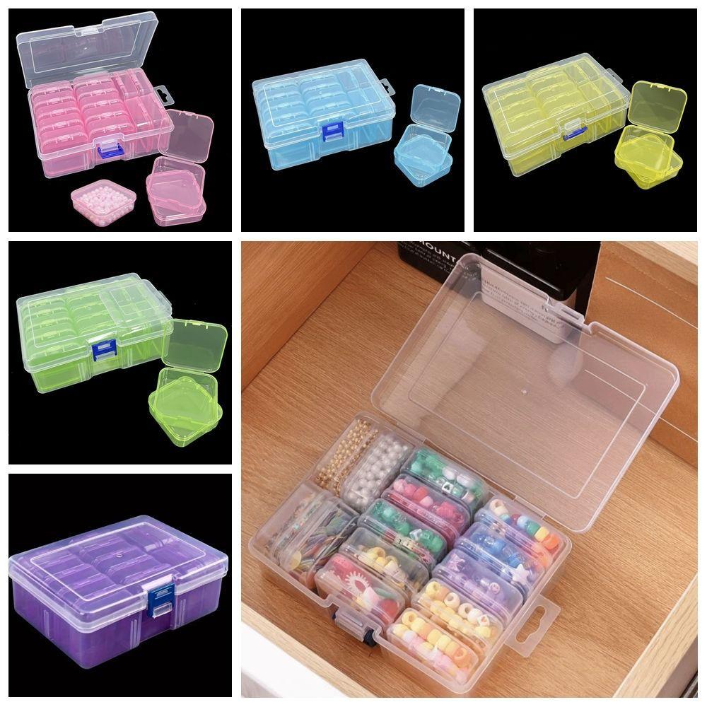 14pcs/set Multifunctional Transparent Plastic Storage Box Set for Art Supplies
