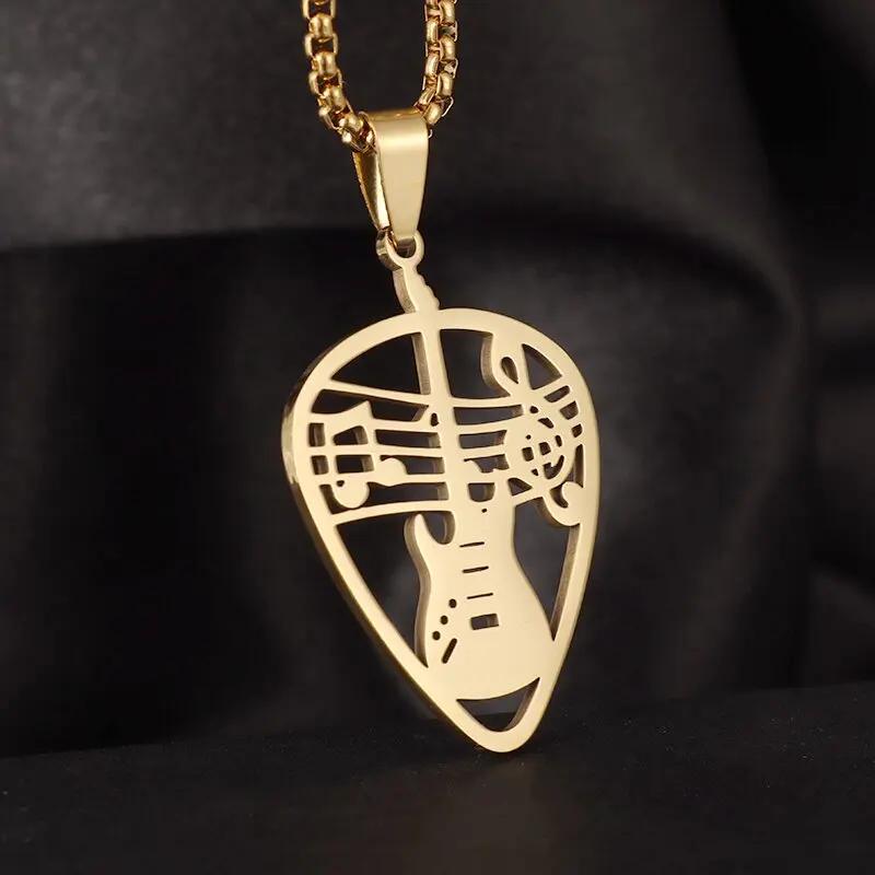 Retro Punk Music Guitar Necklace for Men Personalized Gothic Pendant Fashion Hip Hop Rock Singer Jewelry Gift