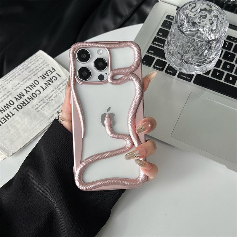 

Glossy Matte Snake Design iPhone 16 Pro/17 Pro Max/15 Pro Stereo Case for Couples iPhone 17