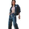 adidas Originals Trefoil Cherry Blossom Limited Edition Denim Jacket With Logo Print Single-Breasted Long Sleeve Women Outerwear Indigo IP3767