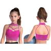 Kids Gymnastics Top Halter Sleeveless with Sparkling Rhinestones Cross Front Backless Dance Wear Costume