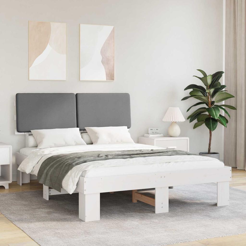 Bed Frame with Padded Headboard Light Grey 120 x 190 cm