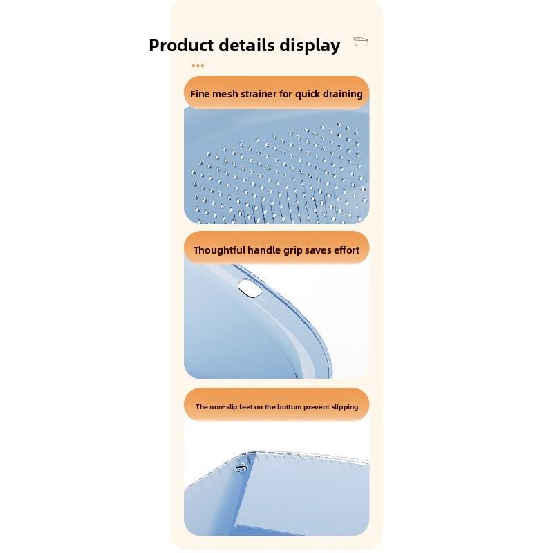Large Capacity Drain Basket Drain Bowl Household Sink Vegetable Basin Kitchen Rice Washing Colander Fruit Plate