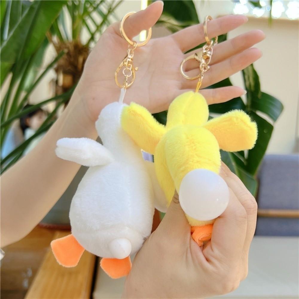 Plush Bag Plush Goose Keychain Pendant Yellow And White Colored Plush Bag Pendant