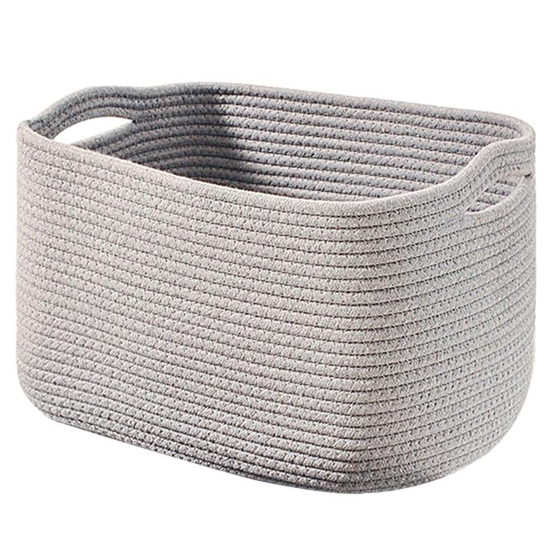 Rectangular Woven Storage Basket with Hollow Handles for Laundry and Toys