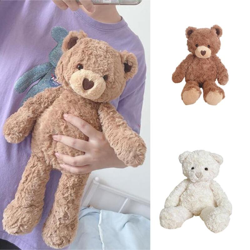 Uroczy pluszowy miś w kształcie serca dla kojącego komfortu 16,5 cala wysokości, długie futro w kolorze brązowym