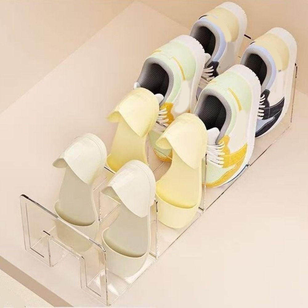 Large Capacity 4 Grids Shoe Storage Rack Space Saving Vertical Baby Shoe Rack Plastic Free Standing Transparent Shoe Racks