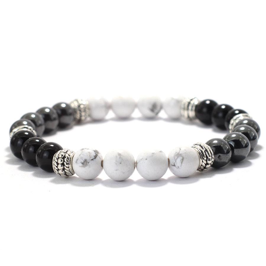 Simple Men Bracelet Natural Lava Tiger Eye Stone Hand Beaded Brass Braclet Casual Accessories Prayer Meditation Yoga Braslet